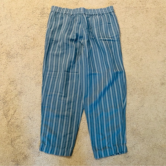 Madewell Striped Linen Blend Track Trouser Pants Pleated Blue Size Medium - Picture 7 of 10